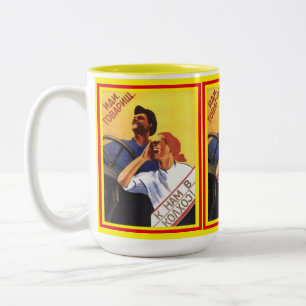 Caneca De Café Em Dois Tons Antigo Clássico 1939, Poster soviético, vem cama