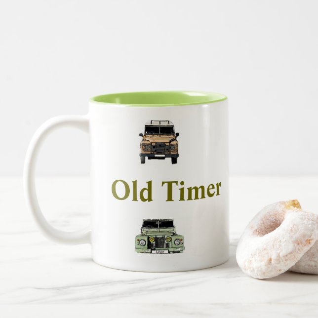 Caneca De Café Em Dois Tons Antigos Tempos Rover Mug (Com Donut)