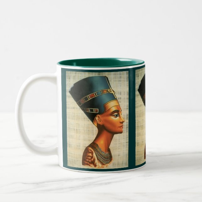 Caneca De Café Em Dois Tons Antiguidade da História da Rainha Egípcia Nefertit (Esquerda)