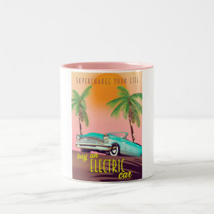 Caneca De Café Em Dois Tons Anúncio Antigo de Carro Elétrico
