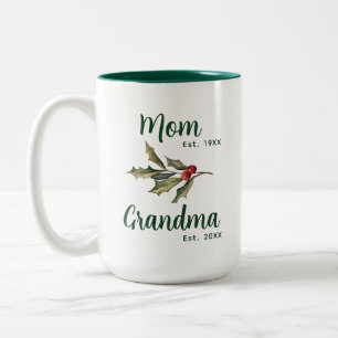 Caneca De Café Em Dois Tons Anúncio de aniversário de feriado Vovó Natal