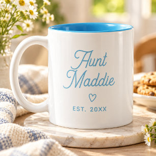 Caneca De Café Em Dois Tons Anúncio de Bebê Fofo e Moderno para Tia Gravidez
