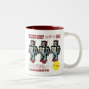 Caneca De Café Em Dois Tons Anúncio de robô japonês retrô