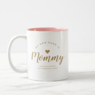 Caneca De Café Em Dois Tons Anúncio personalizado do bebê da nova mãe