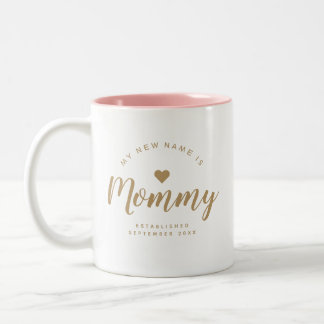 Caneca De Café Em Dois Tons Anúncio personalizado do bebê da nova mãe