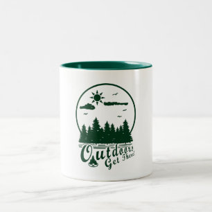 Caneca De Café Em Dois Tons Ao Ar Livre Chegue Lá!