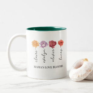 Caneca De Café Em Dois Tons Apaixonada personalizada pela mamãe Blooms Nasceu 