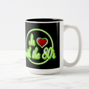 Caneca De Café Em Dois Tons Apaixonado Pelo Logotipo Neon Verde Da anos 80