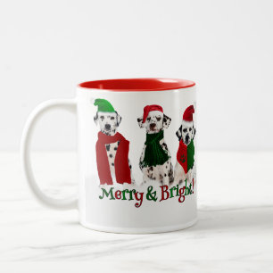 Caneca De Café Em Dois Tons APAL - Cães do Dalmatian do Natal