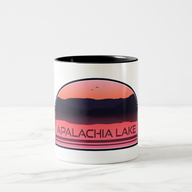 Caneca De Café Em Dois Tons Apalachia Lake North Carolina Red Sunrise (Centro)