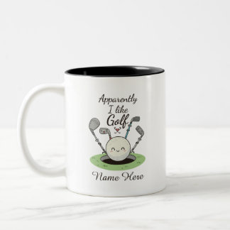 Caneca De Café Em Dois Tons Aparentemente Eu Gosto de Golfe nome personalizado