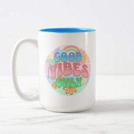 Caneca De Café Em Dois Tons Apenas Boas Vibrações | Retro Vintage