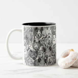 Caneca De Café Em Dois Tons apenas porcos preto meia pérola