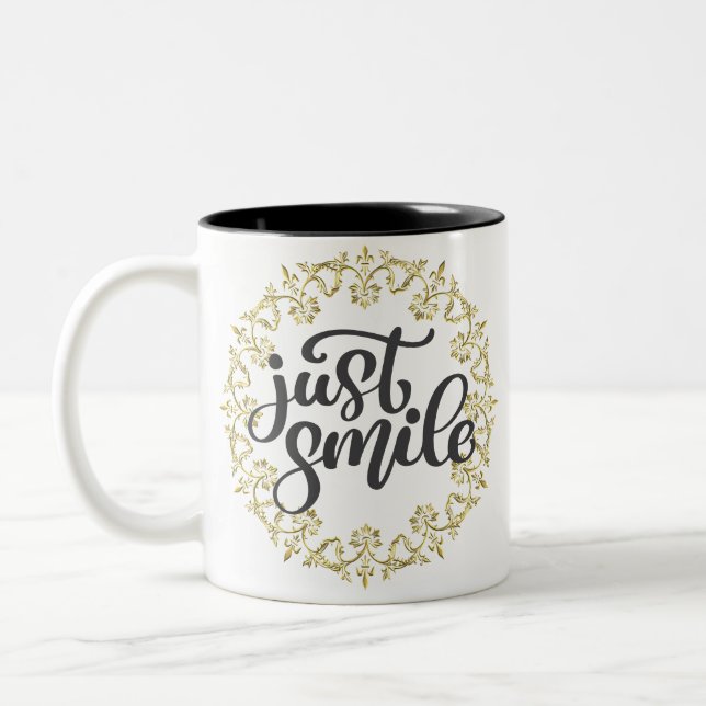 Caneca De Café Em Dois Tons Apenas Sorria (Esquerda)