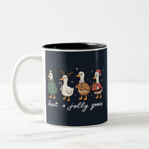 Caneca De Café Em Dois Tons Apenas Um Ganso Alegre Natal Pato Férias Natal 