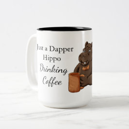 Caneca De Café Em Dois Tons Apenas um Hipopótamo Elegante Bebendo Café - Canec