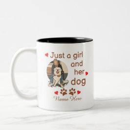 Caneca De Café Em Dois Tons Apenas Uma Garota E Seu Cachorro Nome Personalizad