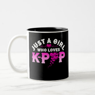Caneca De Café Em Dois Tons Apenas Uma Menina Que Ama KPop De Coração Dedo K