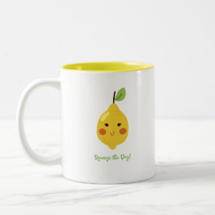 Caneca De Café Em Dois Tons Aperte o dia Punny Lemon