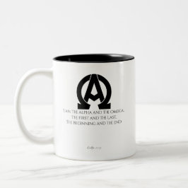 Caneca De Café Em Dois Tons Apocalipse 22:13: "Eu sou o Alfa e o Ômega"