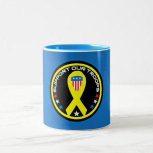 Caneca De Café Em Dois Tons Apoiando Nossas Tropas Patrióticas