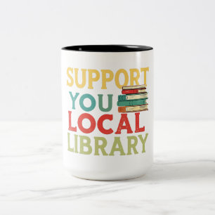 Caneca De Café Em Dois Tons Apoie os Amantes Leitores de Livros da Sua Bibliot