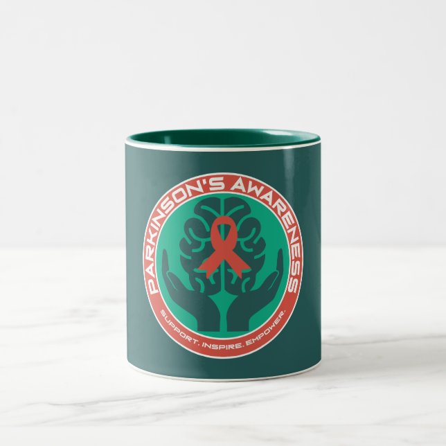 Caneca De Café Em Dois Tons Apoio à Conscientização da Parkinson (Centro)