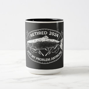 Caneca De Café Em Dois Tons Aposentado 2024 Não É Meu Problema Mais Pescar Eng
