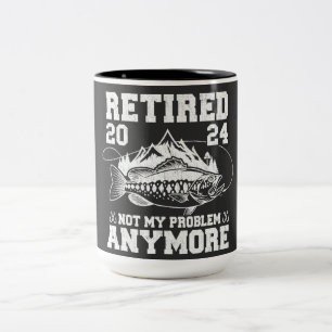 Caneca De Café Em Dois Tons Aposentado 2024 Não É Meu Problema Mais Pescar Eng