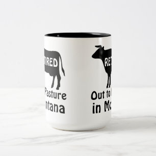 Caneca De Café Em Dois Tons Aposentado à Pastagem Montana Vaca Engraçada