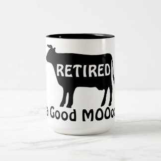 Caneca De Café Em Dois Tons Aposentado em um Ótimo Humor Vaca Engraçada Aposen