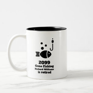 Caneca De Café Em Dois Tons Aposentado Foi Pescar Reforma Moderna Minimalista