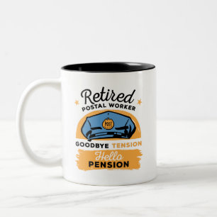 Caneca De Café Em Dois Tons Aposentadoria do Trabalhador Postal Tchau Tensão O