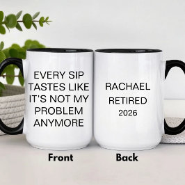 Caneca De Café Em Dois Tons Aposentadoria Personalizada e Divertida