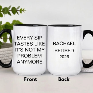 Caneca De Café Em Dois Tons Aposentadoria Personalizada e Divertida