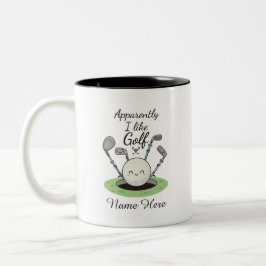 Caneca De Café Em Dois Tons Apparently I Like Golf personalized Name 