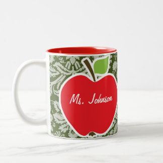 Caneca De Café Em Dois Tons Apple no damasco escuro do verde de musgo