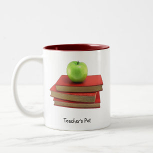 Caneca De Café Em Dois Tons Apple Verde e Livros Vermelhos Pet Drinkware do Pr