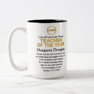 Caneca De Café Em Dois Tons Apreciação do Professor do Ano Dourado e preto