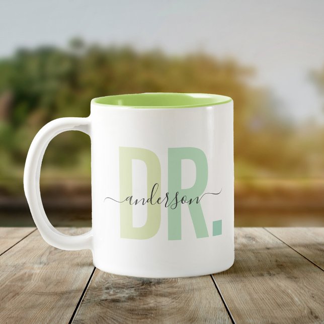 Caneca De Café Em Dois Tons Apreciação Personalizada de Nome do Médico Novo Mo (Criador carregado)