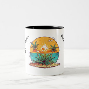 Caneca De Café Em Dois Tons Apresentando o Island Dreams - Os Amigos do Caribe