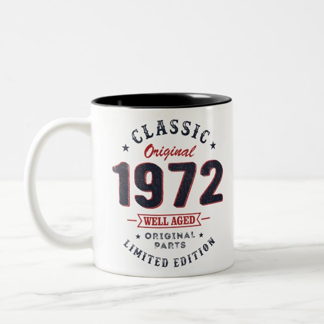 Caneca De Café Em Dois Tons Apresente de aniversário clássico de 1972, 50º (Esquerda)