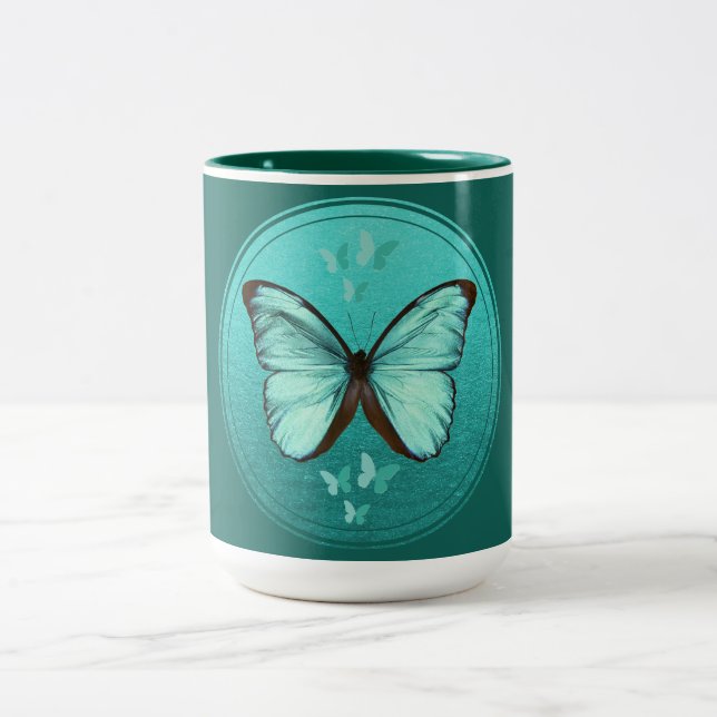 Caneca De Café Em Dois Tons Aqua Butterfly (Centro)
