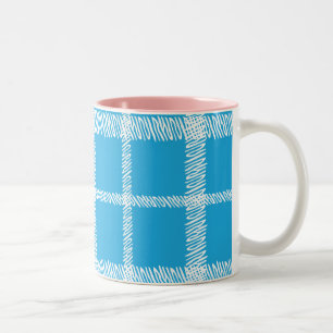 Caneca De Café Em Dois Tons Aqua da xadrez