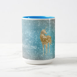 Caneca De Café Em Dois Tons Aqua Dourada Unicorn Sparkle