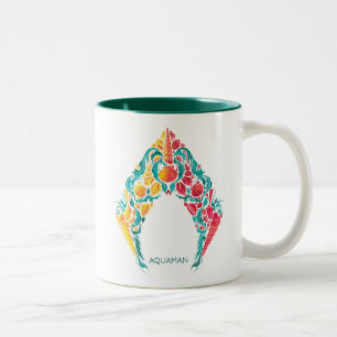 Caneca De Café Em Dois Tons Aquaman   Aquaman & logotipo temático do Seashell