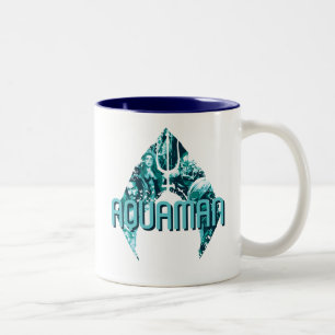 Caneca De Café Em Dois Tons Aquaman   Orin, Mera, Orm & Manta preto no símbol