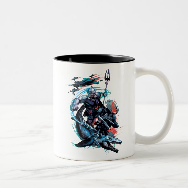 Caneca De Café Em Dois Tons Aquaman | Orm, Manta Negra, Tylosaur & Navios (Direita)
