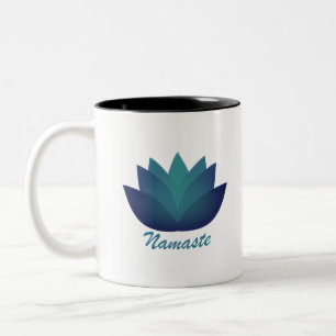 Caneca De Café Em Dois Tons Aquamarine Lotus Namaste