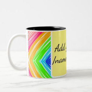 Caneca De Café Em Dois Tons Aquarela arco-íris adicionar nome texto mensagem p